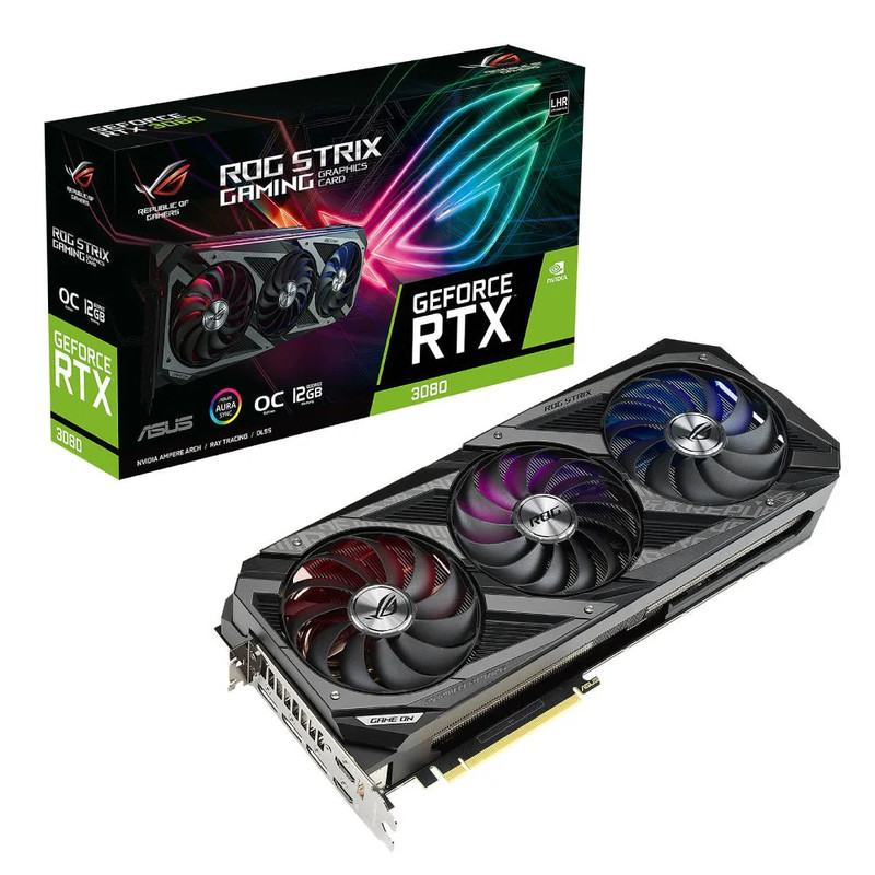 ASUS ROG STRIX GeForce RTX 3080 O12G GAMING (LHR) 12GB GDDR6X Graphics Card - كرت الشاشة
